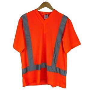 Forcefield protective Clothing Orange Mesh HI VIS V Neck T Shirt US S